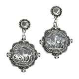 105727, WESTERN BUFFALO ENGRAVED COIN DANGLE EARRING