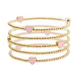 105733, ENAMEL HEART ACCENT MULTI LAYERED BALL BEADED STRETCH BRACELET