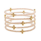 105734, CROSS BALL ACCENT MULTI LAYERED BEADED STRETCH BRACELET