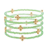 105734, CROSS BALL ACCENT MULTI LAYERED BEADED STRETCH BRACELET