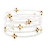105734, CROSS BALL ACCENT MULTI LAYERED BEADED STRETCH BRACELET
