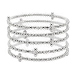 105738, CROSS BALL ACCENT MULTI LAYERED BALL BEADED STRETCH BRACELET