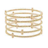 105738, CROSS BALL ACCENT MULTI LAYERED BALL BEADED STRETCH BRACELET