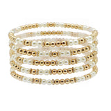 105742, PEARL, BALL MULTI LAYERED STRETCH BRACELET