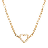 105748, CUTOUT HEART PEARL PENDANT NECKLACE
