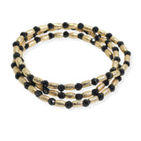 105754, TEXTURED BARREL ACCENT MULTI LAYERED BEADED STRETCH BRACELET