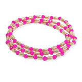 105754, TEXTURED BARREL ACCENT MULTI LAYERED BEADED STRETCH BRACELET