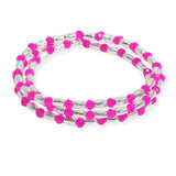 105754, TEXTURED BARREL ACCENT MULTI LAYERED BEADED STRETCH BRACELET