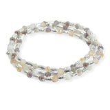 105754, TEXTURED BARREL ACCENT MULTI LAYERED BEADED STRETCH BRACELET