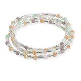 105754, TEXTURED BARREL ACCENT MULTI LAYERED BEADED STRETCH BRACELET