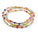 105754, TEXTURED BARREL ACCENT MULTI LAYERED BEADED STRETCH BRACELET