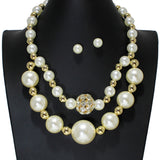 105758, RHINESTONE BALL ACCENT PEARL STATEMENT NECKLACE