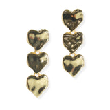 105777, HAMMERED TRIPLE HEART DROP DANGLE EARRING