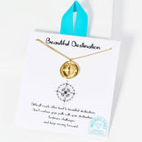 105786, WATER TARNISH RESISTANT, STAINLESS STEEL, BEAUTIFUL DESTINATION, COMPASS PENDANT NECKLACE