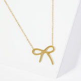 105789, WATER TARNISH RESISTANT, STAINLESS STEEL, GIFT, RIBBON BOW NECKLACE