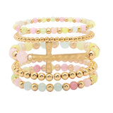 105802, CROSS WITH RESIN BEADED MULTI LAYERED STRETCH BRACELET