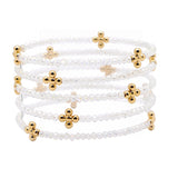 105806, CROSS BALL ACCENT GLASS BEADED MULTI LAYERED STRETCH BRACELET