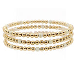 105809, SEMI PRECIOUS STONE ACCENT MULTI LAYERED BALL BEADED STRETCH BRACELET