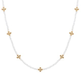 105814, CROSS BALL ACCENT GLASS BEADED NECKLACE