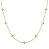 105816, CROSS BALL ACCENT GLASS BEADED NECKLACE