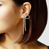 105832, RIBBON BOW CRYSTAL RHINESTONE DROP EARRING