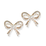 105834, RIBBON BOW PEARL WITH CRYSTAL RHINESTONE EARRING