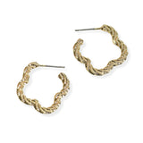105847, BRASS, CLOVER TEXTURED HOOP EARRING