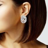 105852, BAGUETTE CUBIC ZIRCONIA ACCENT OVAL SHAPE POST EARRING