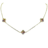 105873, 14K GOLD PLATED, TRIPLE DAINTY CLOVER CUBIC ZIRCONIA ACCENT DESIGNER INSPIRED NECKLACE