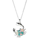 105889, CRAB ABSTRACT GLASS STONE ACCENT PENDANT NECKLACE