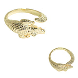 105904, GOLD DIPPED, BRASS, ALLIGATOR CUFF  ADJUSTABLE RING