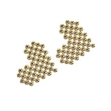 105911, GOLD DIPPED, BRASS, BALL TEXTURED HEART STUD EARRING