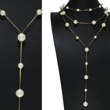 105919, PEARL BEADED Y SHAPED MULTI LAYERED NECKLACE