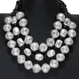 105921, VINTAGE BALL BEADED TRIPLE LAYERED NECKLACE
