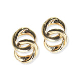 105943, GOLD DIPPED, BRASS, DOUBLE RING STUD EARRING
