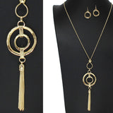 105960, TASSEL ACCENT GEOMETRIC ROUND LONG PENDANT NECKLACE