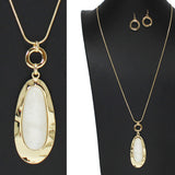 105968, GEOMETRIC GLITTER CELLULOID ACETATE ACCENT LONG PENDANT NECKLACE