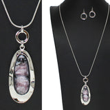 105968, GEOMETRIC GLITTER CELLULOID ACETATE ACCENT LONG PENDANT NECKLACE