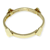 105998, HAMMERED CLOVER ACCENT DESIGNER INSPIRED STRETCH BRACELET
