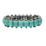 106000, WESTERN RECTANGLE TURQUOISE STONE STRETCH BRACELET