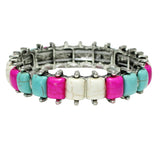 106000, WESTERN RECTANGLE TURQUOISE STONE STRETCH BRACELET