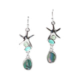 106026, STARFISH WITH GEOMETRIC ABALONE ACCENT DANGLE EARRING