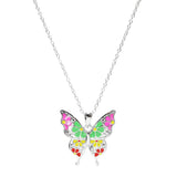 106042, BUTTERFLY FLOWER ENAMEL ACCENT PENDANT NECKLACE