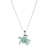 106047, SEA TURTLE ABALONE ACCENT SEA GLASS PENDANT NECKLACE