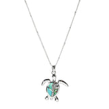 106049, SEA TURTLE ABALONE ACCENT SEA GLASS PENDANT NECKLACE