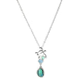106050, SEA TURTLE WITH GEOMETRIC SEA GLASS ABALONE ACCENT PENDANT NECKLACE