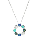 106051, GEOMETRIC ABALONE SEA GLASS ACCENT PENDANT NECKLACE