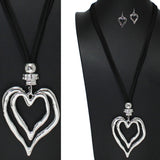 106053, DOUBLE CUTOUT HEART LONG PENDANT NECKLACE