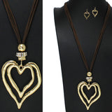 106053, DOUBLE CUTOUT HEART LONG PENDANT NECKLACE