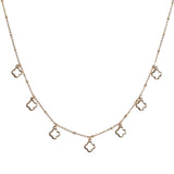 106136, DAINTY CUTOUT CLOVER CHARMS NECKLACE